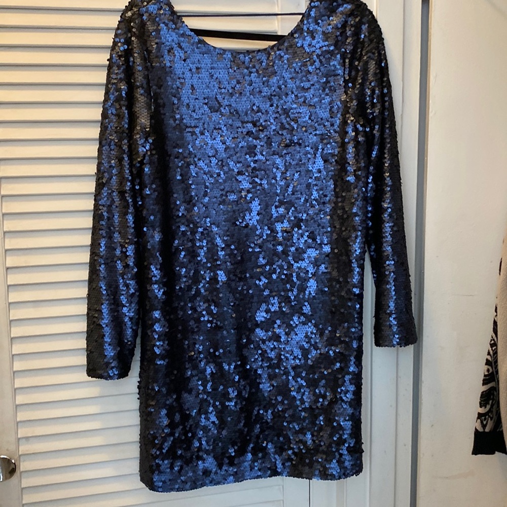 Mink pink mini navy sequin lovely dress